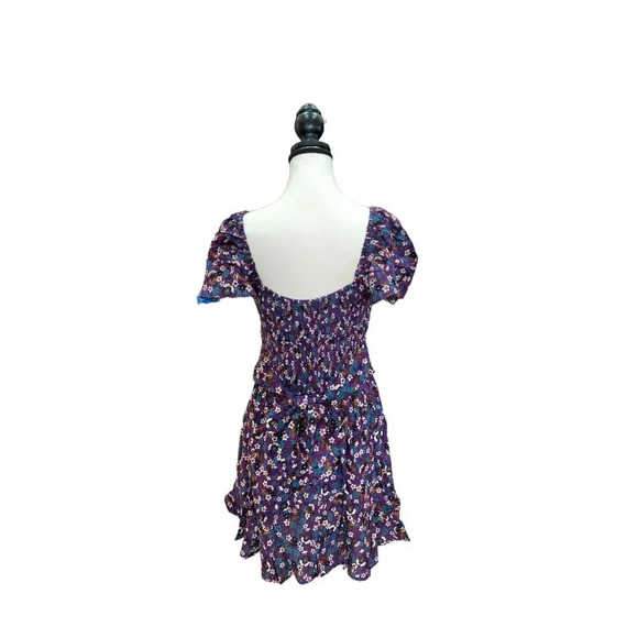 Band of Gypsies Floral Print Purple Short Sleeve Dress - Picture 6 of 9